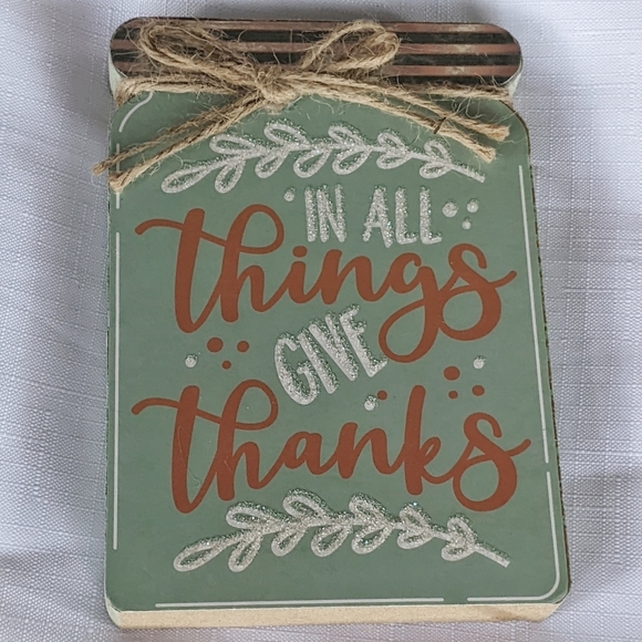 Cute! Fall "Give Thanks" Mason Jar Home Decor Accent - Picture 9 of 10